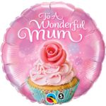 QUALATEX 18″ TO A WONDERFUL MUM CUPCAKE MICROFOIL BALLOON