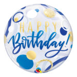 QUALATEX 22″ BLUE & GOLD DOTS HAPPY BIRTHDAY BALLOON