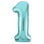 UNIQUE 34″ NUMBER FOIL BALLOON POWDER BLUE NUMBER 1