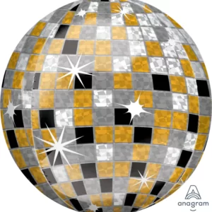 DISCO BALL GOLD,SILV/ BLACK ORBZ 15"X16"