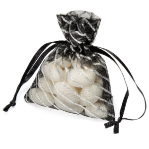 BLACK/SILVER GLITTER LINE POUCH PK10