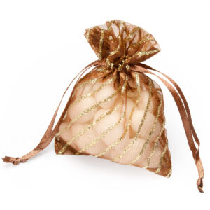 BROWN/GOLD GLITTER LINE POUCH PK10