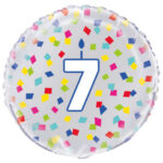 UNIQUE 18″ RAINBOW CONFETTI NUMBER 7 FOIL BALLOON