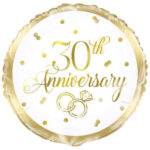 UNIQUE 18″ GOLD 30TH ANNIVERSARY FOIL BALLOON