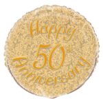 UNIQUE 18″ GOLDEN HAPPY 50 ANNIVERSARY PRISMATIC BALLOON