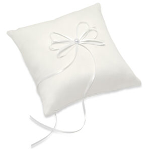 CLUB GREEN IVORY SATIN SQ.RING CUSHION W/RIBBON