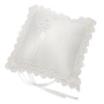 IVORY SATIN SQUARE RING CUSHION WITH LACE