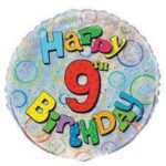 UNIQUE 18″ HAPPY 9TH BIRTHDAY PRISMATIC BALLOON