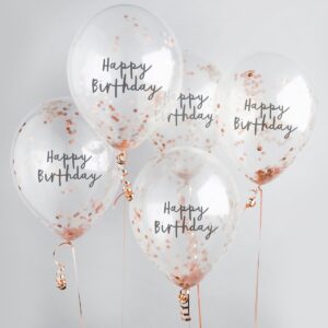 ROSE GOLD HAPPY BDAY CONFETTI BALLOONS 5
