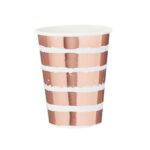 ROSE GOLD STRIPED PAPER CUPS PK10