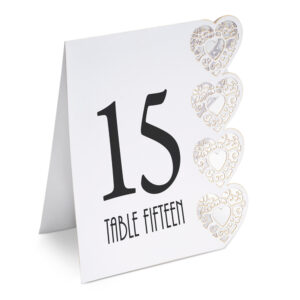 TABLE NUMBERS 1-15 LASER HEART WHITE