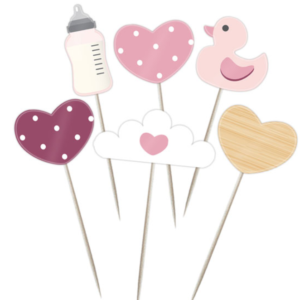 CARD PINK CAKE PICKS 6 ASST