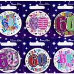 S/ELVIN BADGE AGE 60 54MM: ASSORTED SEND ACCORDING TO AVABILITY