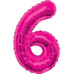 UNIQUE 34″ PINK FOIL BALLOON NUMBER 6