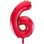 UNIQUE 34″ RED FOIL BALLOON NUMBER 6