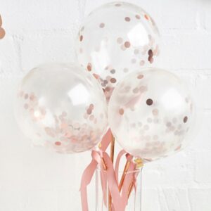 ROSE GOLD 5" CONFETTI MINI BALLOONS PK5