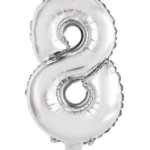 UNIQUE 34″ SILVER FOIL BALLOON NUMBER 8