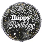 UNIQUE 18″ BLACK GLITTERING HAPPY BIRTHDAY FOIL BALLOON