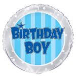 UNIQUE 18″ BLUE STRIPE BIRTHDAY BOY FOIL BALLOON