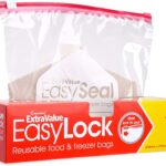 ESSENTIAL EXTRA VALUE EASY LOCK REUSABLE FOOD & FREEZER BAGS, 268MM X 279MM APPORX, 12BAGS