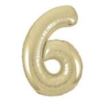 UNIQUE 34″ WHITE GOLD FOIL BALLOON NUMBER 6