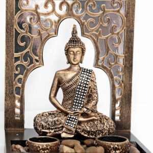 26X20.5CM BUDDHA T/LIGHT SET (Gold)