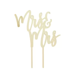 MRS & MRS GOLD MIRROR ACRYLC CAKE TOPPER
