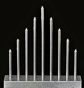 25CM 9L B/O LED CANDLEBRIDGE SILVER