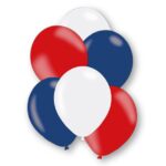 5IN RED/WHITE/BLUE BALLOONS PK50