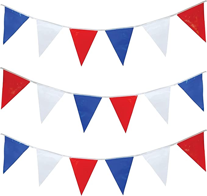 RED WHITE BLUE BUNTING 25M 50 FLAGS