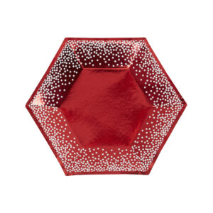 RED & WHITE DOTS PLATE MEDUIM PK8