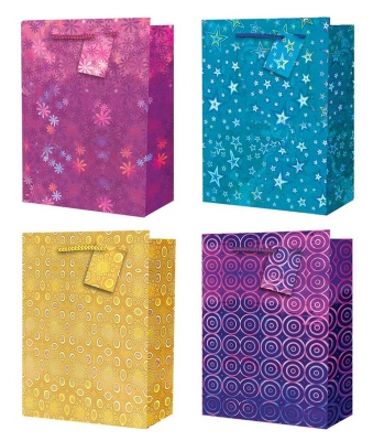HOLOGRAPHIC GIFT BAGS LARGE PK12