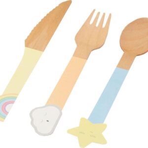 PASTEL RAINBOW WOODEN CUTLERY PK24