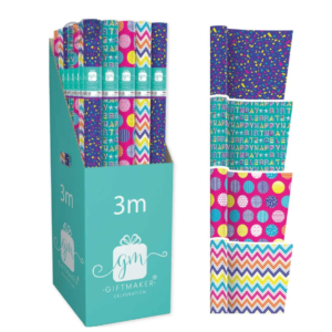 3M ROLL WRAP BRIGHTS BDAY X 1