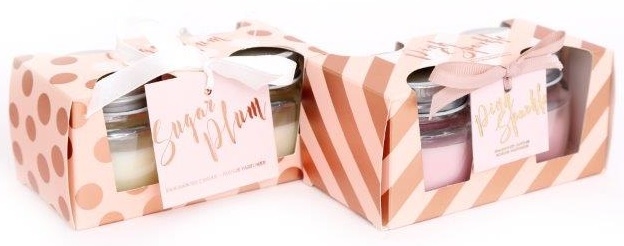S/2 PINK WAX FILLED JARS