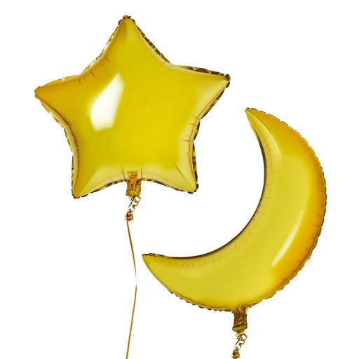 MOON 28IN & STAR 24IN GOLD FOIL BALLOON