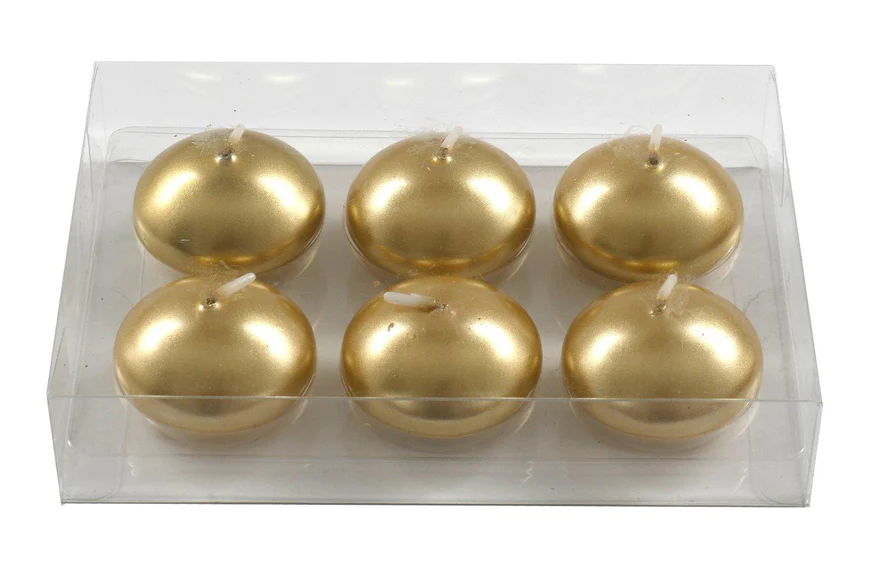 GOLD FLOATING CANDLES PK6