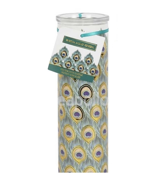 6cm X14CM PEACOCK TUBE CANDLE (Vanilla & Lime Verbena).