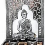 26X20.5CM BUDDHA T/LIGHT SET (Silver)