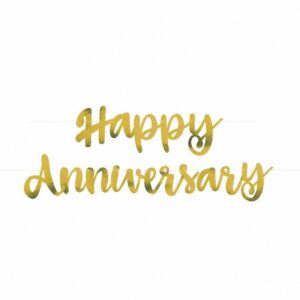 GOLD SCRIPT HAPPY ANNIVERSARY BANNER