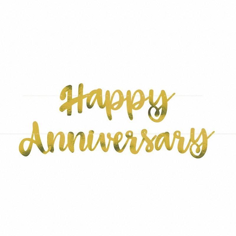 GOLD SCRIPT HAPPY ANNIVERSARY BANNER