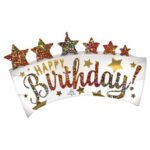 ANAGRAM 34″X19″ GLITTER BANNER SATIN BIRTHDAY SUPERSHAPE BALLOON