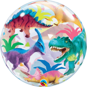 DINOSAURS COLORFUL 22IN SINGLE BUBBLE