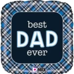 BETALLIC  SQUARE ROUNDED BEST DAD EVER HELIUM BALLOON