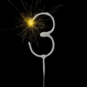 GLITZ SILVER CAKE SPARKLER NUMBER 3