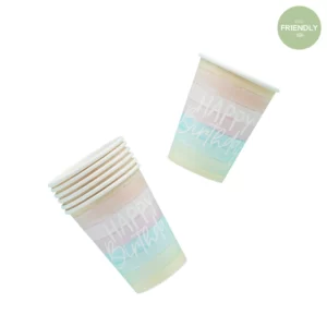 ECO RAINBOW HAPPY BIRTHDAY CUPS PK8