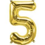 UNIQUE 34″ GOLD FOIL BALLOON NUMBER 5