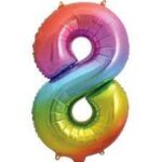 UNIQUE 34″ RAINBOW FOIL BALLOON NUMBER 8