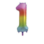 UNIQUE 34″ RAINBOW FOIL BALLOON NUMBER 1