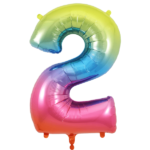 UNIQUE 34″ RAINBOW FOIL BALLOON NUMBER 2